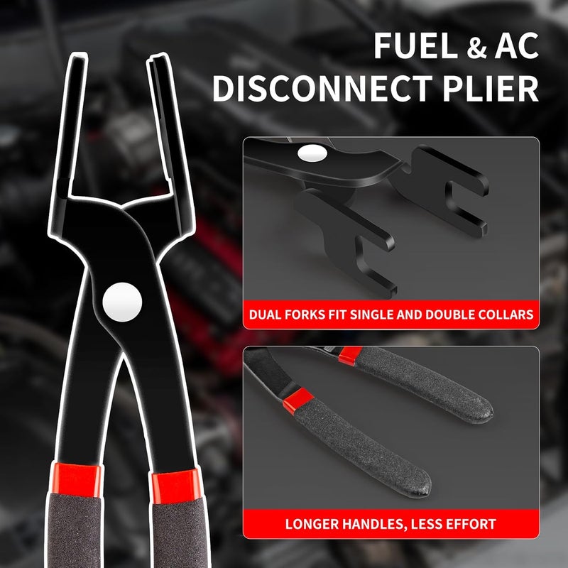 XOOL 26PCS Fuel Line Disconnect Tool Set, Master Quick Disconnect Kit with AC & Fuel Line Pliers, Spring Lock Tools, for Ford GM Chevy Automotive AC Transmission Systems - Image 3